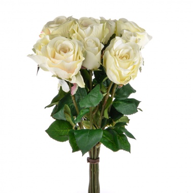 Vintage cream and hint of pink Roses 9 stems 42cm 