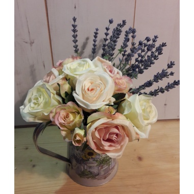 Cute little Garden Jug, vintage pink roses and some flocked lavender